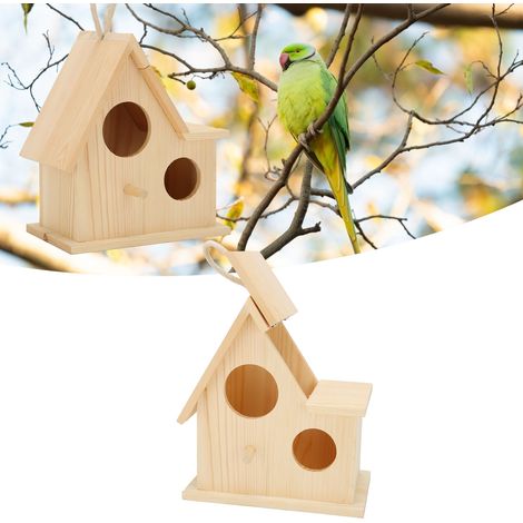 Maison pour oiseaux Bois naturel cabane nichoir pour jardin décor exterieur de décoration balcon (1/5)