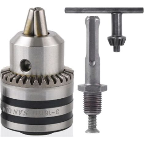 Mini-Bohrfutter 3,0–16 mm 1/2–20 UNF mit Bohrfutterschlüssel und 1/4-Sechskantkopfadapter (1/4)