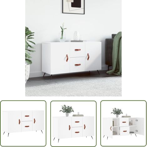 The Living Store Buffet blanc 100x36x60 cm bois d'ingénierie - Buffet Design Moderne - Armoire Blanche - Meuble Rangement - Commode - Mobilier Salon (1/5)