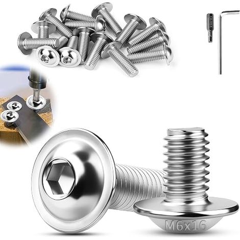 M6x16mm Vis à Tête Bombée 30pcs Boulon à Tête Plate M6 (1/5)
