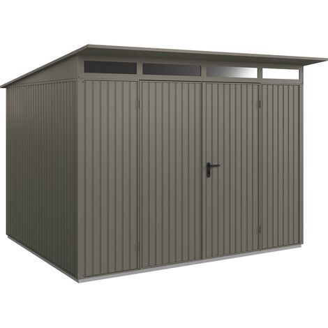 Hörmann Metall-Gerätehaus Berry Classic mit Pultdach Typ 3, 313 x 283 cm, quarzgrau, 8,9 m², 2-flüglige Tür (1/5)