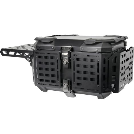 Baúl para motocicleta, diseño impermeable, sistema de liberación rápida, protección negra, 65 litros. (1/2)