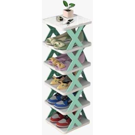 6 Tier Shoe Rack for Narrow Closet Space Saving Wardrobe Bedroom Cloakroom Hallway Garage Light Blue (1/4)