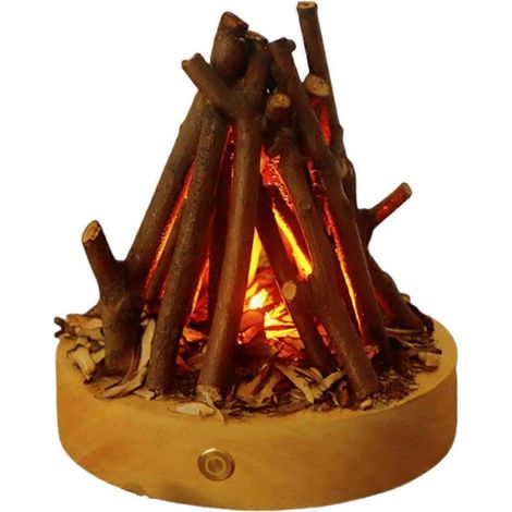 Simuliertes Lagerfeuer-Nachtlicht, USB-Aufladung, 3 Modi, simuliertes Flammenlicht, flammenlose Kerze, Flamme mit weißem Rauschen (1/5)