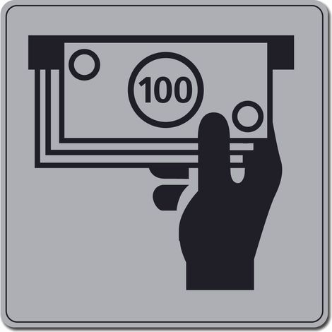 Plaque de porte Distributeur automatique de billets - Classique argent 90x90mm - 4330464