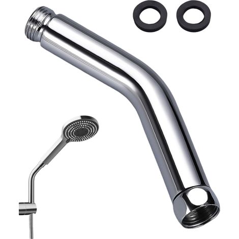 Rallonge de pommeau de douche bras extension douche prolongateur pommeau de douche coude pour pommeau de douche en acier inoxydable 15 cm avec écrou en cuivre 2 anneaux d’étanchéité (1/5)