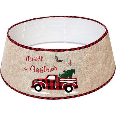 Collier de sapin de Noël à carreaux de 79 cm (31 pouces) pour voiture, jupe de sapin, anneau de protection pour la base, décorations pour la maison, les fêtes d'hiver et le Nouvel An (1/5)