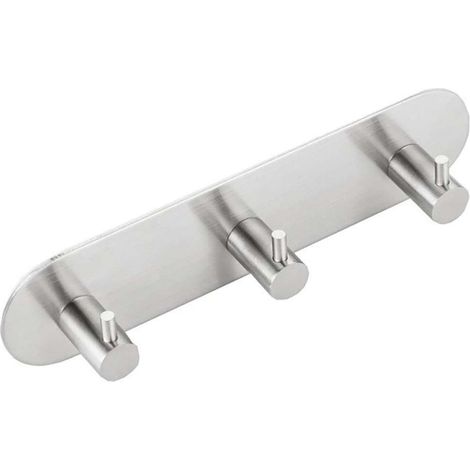 Sapho - Gancho triple autoadhesivo, redondo, acero inoxidable cepillado 32203 (1/2)