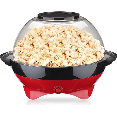 Máquina para hacer palomitas de maíz - Máquina rápida para hacer palomitas de maíz con aire caliente, sin aceite ni grasa, con taza medidora y tapa superior extraíble, revestimiento rojo-negro