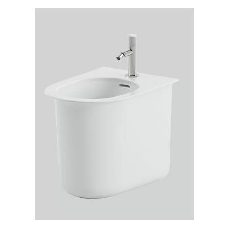 Bidet "chic" da terra cramica bianco lucido filo muro 38x53 cm senza rubinetto