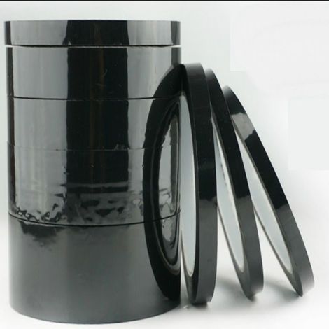 Nastro adesivo nero siliconico mascheratura in poliestere per medie temperature 66mt - 55my - Misura: 10mm x 66 MT (1/5)