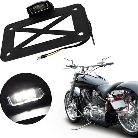 Support Plaque Moto, d'immatriculation pour Moto, Support déporté pour feu arrière LED à Montage latéral pour Motos, vélos de Sport, croiseurs, etc. (1/5)