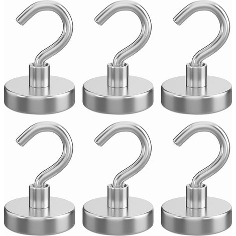 Set mit 6 Neodym-Magnethaken, 25 mm, für Küchen, Lagerhallen, Arbeitsplätze, Garagen und Büros (1/5)