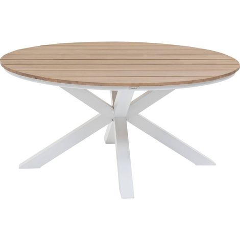 Mesa de jardín de 4 plazas Oriengo de acacia y aluminio epoxi blanco - Hespéride