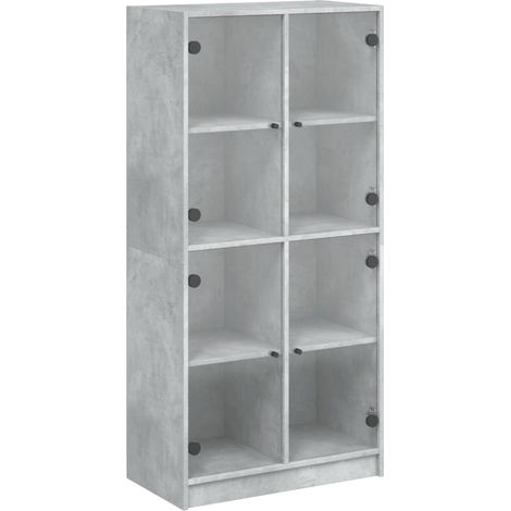 Hoher Buffet mit grauen Betontüren 68x37x142 cm Ingenieurholz
