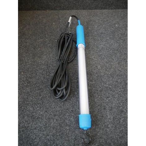 Baladeuse de chantier fluo 8W – Tube T5 6500K – Câble 5m H05RNF2x0.75 – Crochet intérieur IP20 pour chantiers humides – Protec
