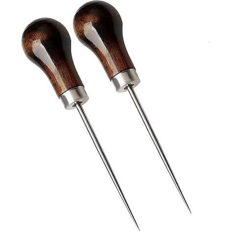 Lot de 2 poinçons à coudre en bois en forme de gourde, outil tranchant pour bois, pour poinçonnage du cuir, artisanat de couture du cuir, loisirs créatifs