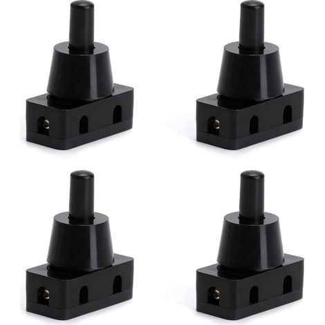 4pcs interrupteurs à bouton-poussoir 250V 10A IP20 pressostats intégré mini-pressostat avec écrou pressostat encastrable 1 pôle pour lampes de table appareils électroménagers meubles noir (1/5)