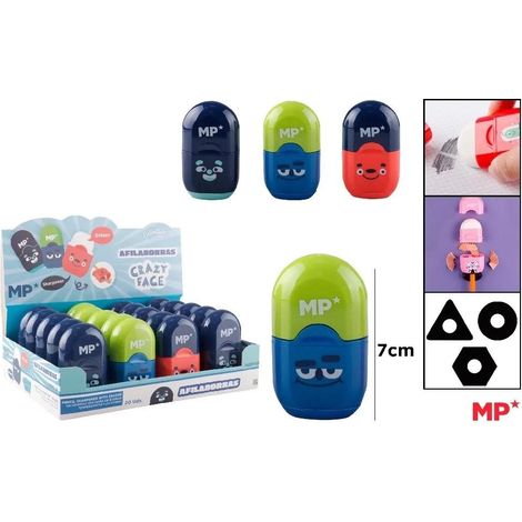 Temperamatite doppio con contenitore e coperchio MIX