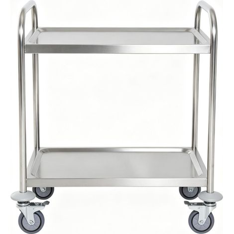 Desserte de cuisine 80x45x82 cm en acier inoxydable gris 2 étagères, pratique au quotidien – MEUBLIV (1/5)