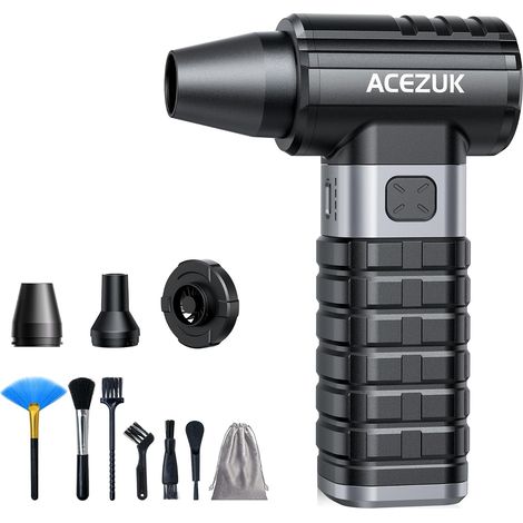 Souffleur Air Comprimé 300000TR/Min, Dépoussiérant Puissant Électrique avec 10500mAh Batterie, Souffleur PC à 4 Vitesses, Bombe Air Sec pour Voiture, Kit de Nettoyage de Clavier d'Aspirateur (1/5)