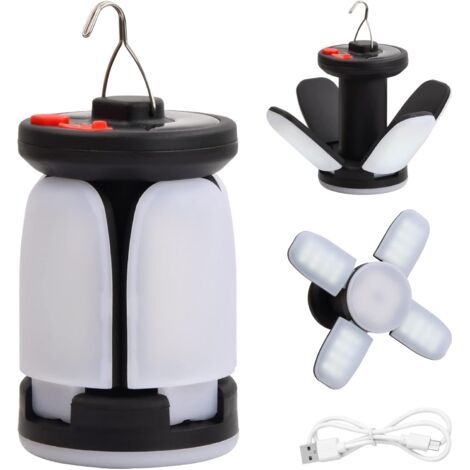 Lanterne solaire de camping, lampe de tente avec 6 modes d'éclairage, éclairage de camping pliable, lampe de camping rechargeable, lampe de camping LED étanche pour la randonnée (1/5)