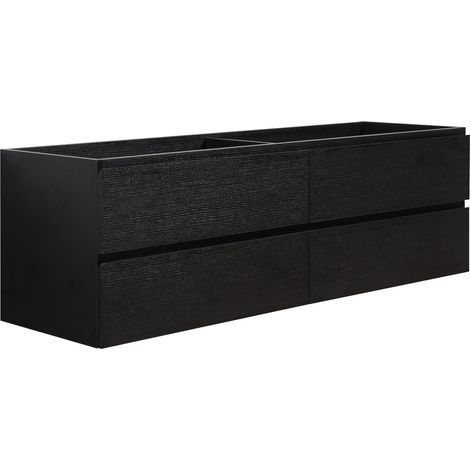 Waschbeckenunterschrank Angela 160cm - Schwarz Holz - Unterschra