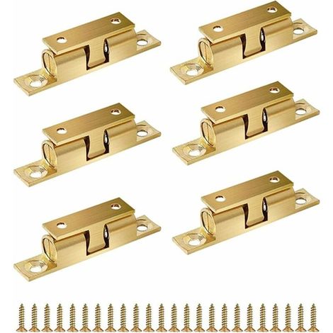 6 pièces double loquet roulant, porte en laiton double tension à billes 60 mm, loquet de porte de placard en laiton robuste pour placard à tiroirs (1/4)
