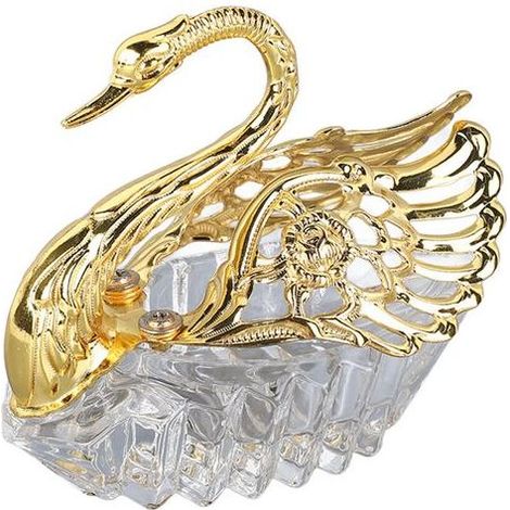 Diese schwanenförmige Zuckerdose, fein gearbeitet und mit goldenen Details verziert, ist ein zartes, auffälliges kleines Dekorationsstück im europäischen Stil. (1/5)