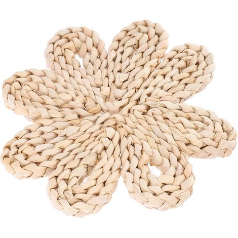 Boho Wandkorb Dekoration aus Gras Rund in Khaki mit