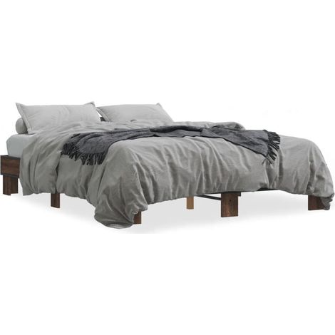Maison Exclusive - Bettgestell Braun Eichen-Optik 150x200 cm Holz (1/5)