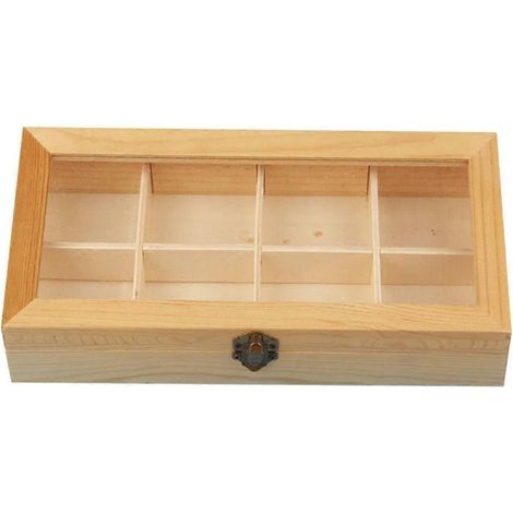 Vitrine à 8 compartiments, boîte de rangement en bois pour thé et café -- (1/5)