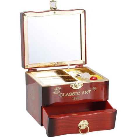 1 boîte à bijoux musicale, carrousel rotatif vintage avec danseuse de ballerine, tiroir coulissant, pour rangement bijoux filles, Saint-Valentin (1/5)