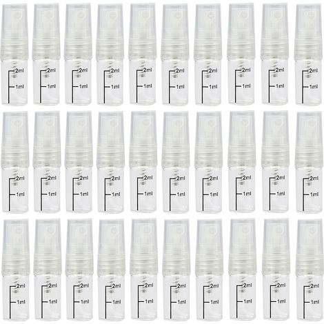 Flacon Pulvérisateur Vide - 30 Pièces - Capacité 2 ml / 3 ml / 5 ml - En Plastique Transparent - Pour Parfum Huile Essentielle Liquide Cosmétique - Voyage (1/5)