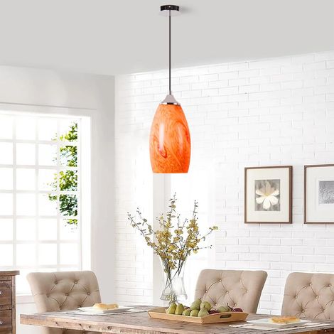 Lámpara colgante cristal artístico naranja moderna (1/5)