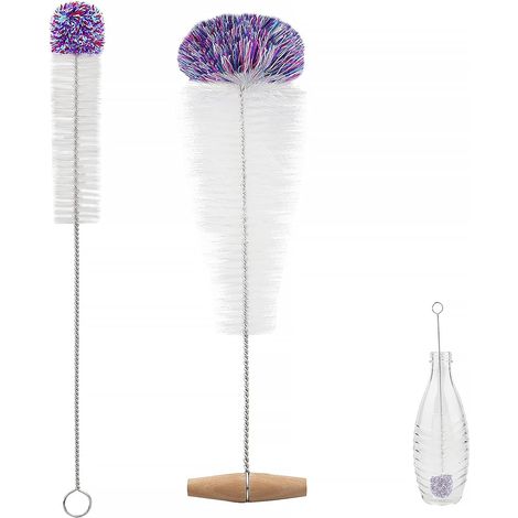 Lot de 4 Goupillons pour Bouteille, Long Manche Brosse Bouteille, Goupillon Biberon avec Tête Arrondie en Coton, pour le Lavage Bouteille de Soda (Colorée) (1/5)