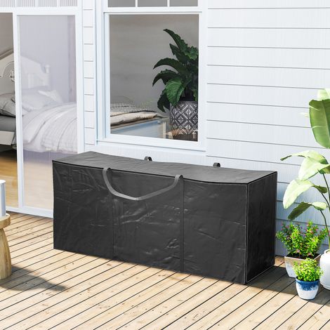 Aufbewahrungstasche für Gartenkissen, Outdoor-Kissenbezug, Oxford-Gewebe mit Griffen, 175 x 55 x 75 cm, schwarz