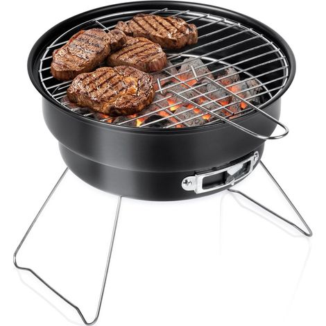 Parrilla de carb贸n port谩til plegable de acero de 28x26x22 cm. (1/5)