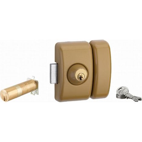 THIRARD Universalschloss mit Doppelzylinder und Zunge HG5 + 3 Schlüssel - Gold - 00080474