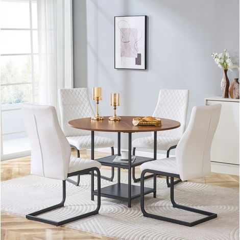Conjunto de mesa de comedor redonda 107 cm MDF y metal, industrial, ahorro de espacio, FloraGrace (1/5)