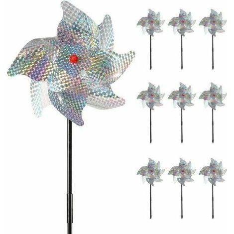 Scarecrow and Bird Scarer, Bird Repellent (Pack of 10) 5020cm, Reflective Windmill Bird Repellent Scares Birds from Gardens, Orchards, Houses, Farms - Safer and More Effective (1/5)