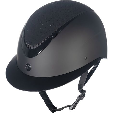 58-60 cm, nero e argento: Cap da equitazione donna modello Alarion Diamond con strass e profilo lucido (1/5)