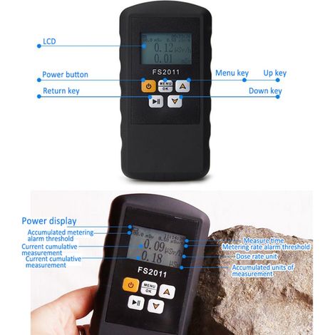 Une alarme de dose de rayonnement personnelle, compteur Geiger radioactif en marbre, détecteur de rayonnement nucléaire (version anglaise, sans pile). (1/5)
