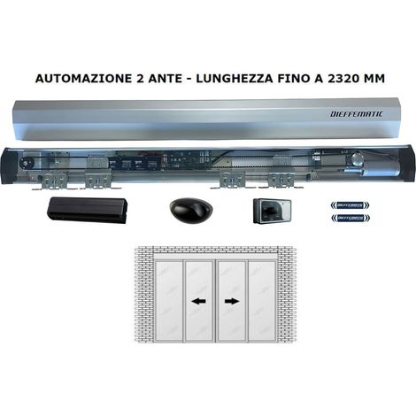 Automazione Porta Scorrevole Completa 2 Ante Fino A 2320 Mm 24v Infissi Dfm