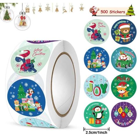 Weihnachtsaufkleber – Festliche Dekoration – 500 Stück – Rund – Selbstklebend – Für Kinder (1/4)