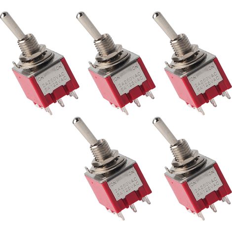 Lot de 5 interrupteurs à bascule ONON à 2 positions 3PDT 9 broches 6 mm 2 A/250 V CA 5 A/125 V CA (1/5)
