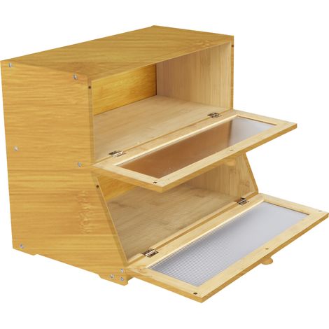 Scatola per il pane in bambù ecologica a 2 strati, contenitore per conservare il pane, contenitore per il pane da banco per pane, toast, color legno (1/5)
