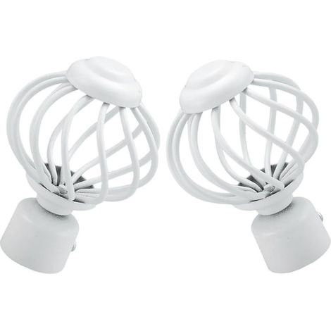 Embouts de Tringle à Rideaux Facile à Installer Lot de 2 en Métal Blanc Décoration pour Barre à Rideaux Romaine Accessoires pour Salon (1/5)