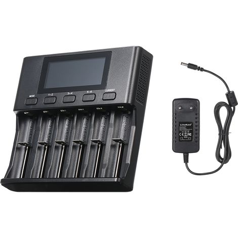 LiitoKala Lii-S6 DC 12V 3A 6-Steckplatz Intelligentes Akkuladegerät-Set 12V 3A Adapter für 3,7V Li-Ion, 3,8V IMR, 1,2V Ni-MH/Cd, 3,2V LiFePO4 Akkus mit LCD-Display (1/5)