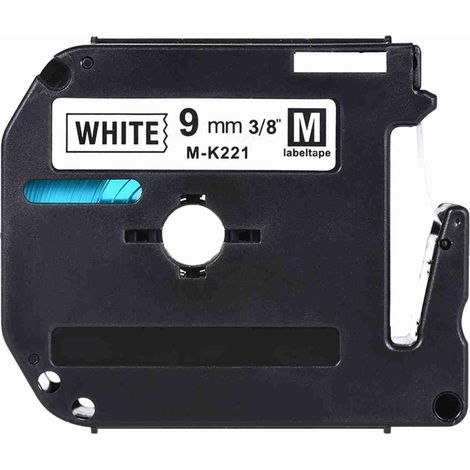 Ruban d'étiquettes noir sur blanc compatible avec les imprimantes Brother PT-65/PT-70/PT80, 9 mm x 8 m (1/5)